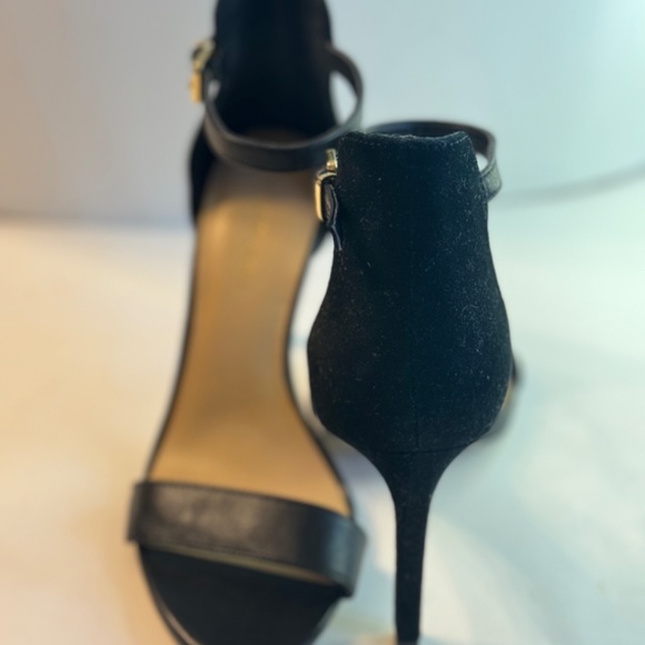 Saks Fifth Avenue black leather open toe heels Sandals size 6 - Picture 8 of 8
